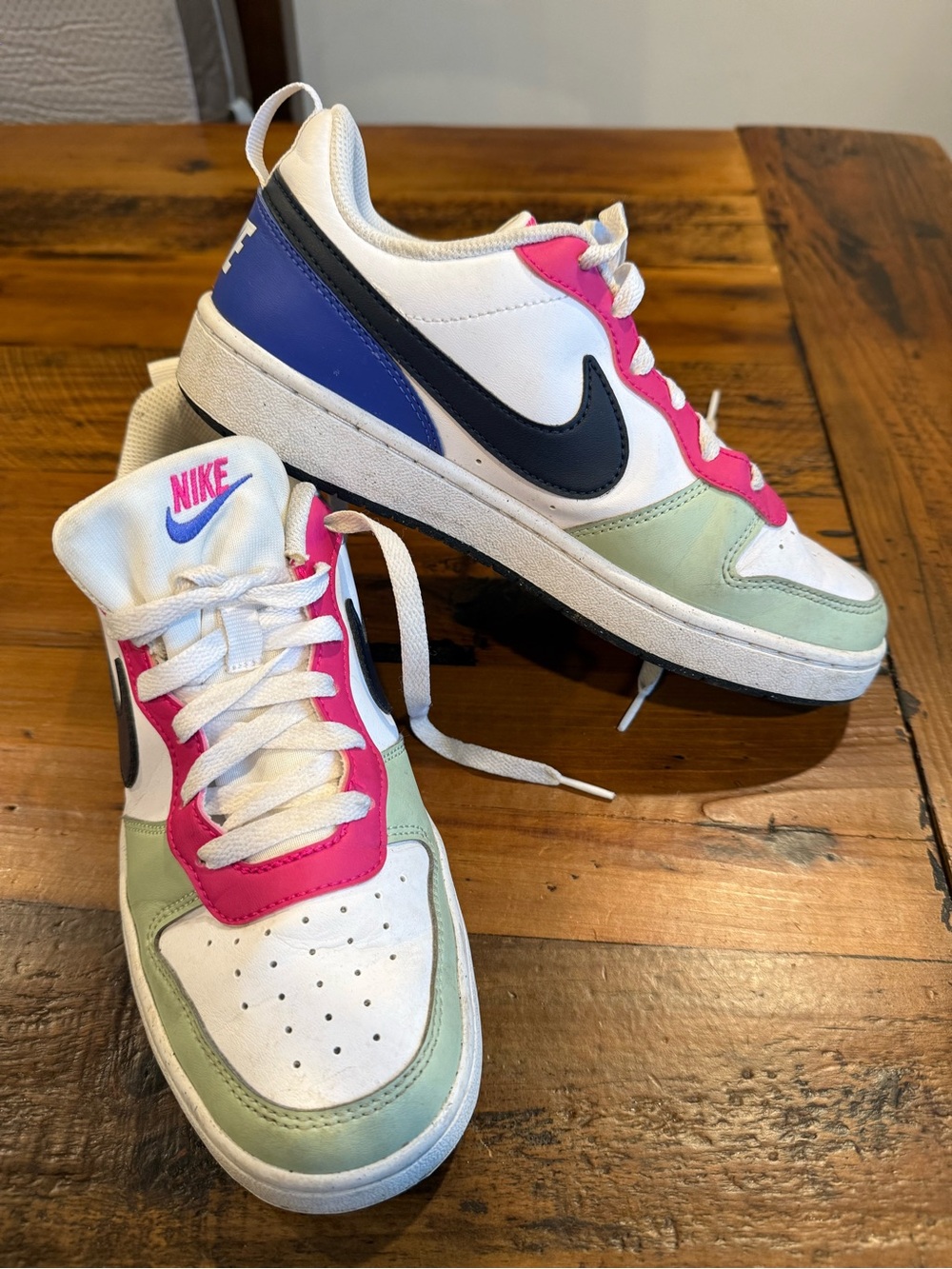 Nike Court Borough White Pink Mint Low-Top Sneakers (women’s size 8-8.5)